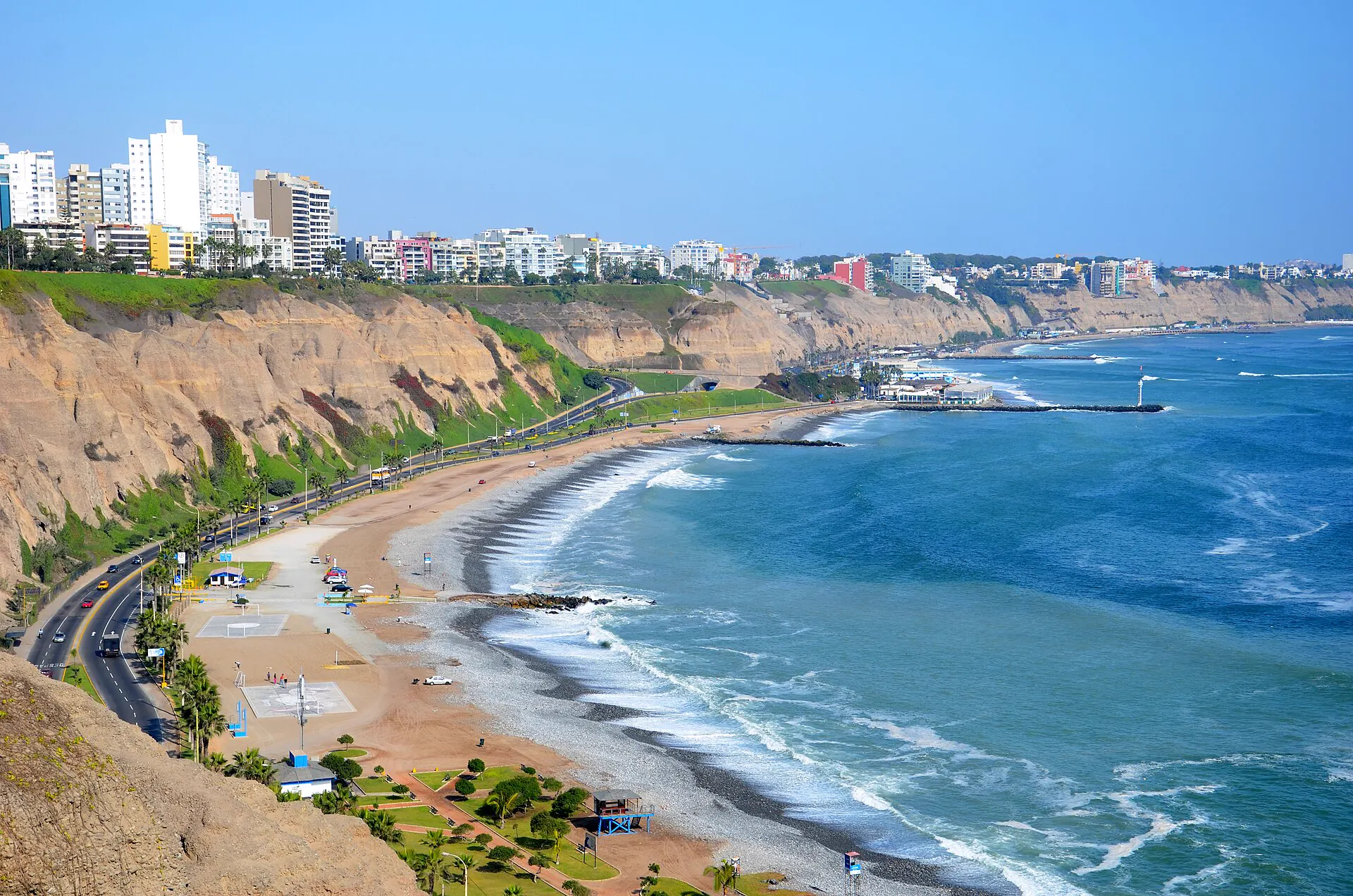 Costa Verde y acantilados de Miraflores junto al Pacífico
